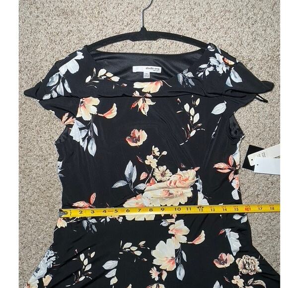 Studio One New York - NWT - Black Floral Dress - Size Small Petite - Picture 8 of 15
